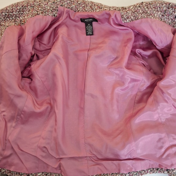 Y2K Preppy Vintage Alfani Pink Tweed Skirt Suit Set Size 4P Jacket & 6P Skirt - Picture 7 of 12